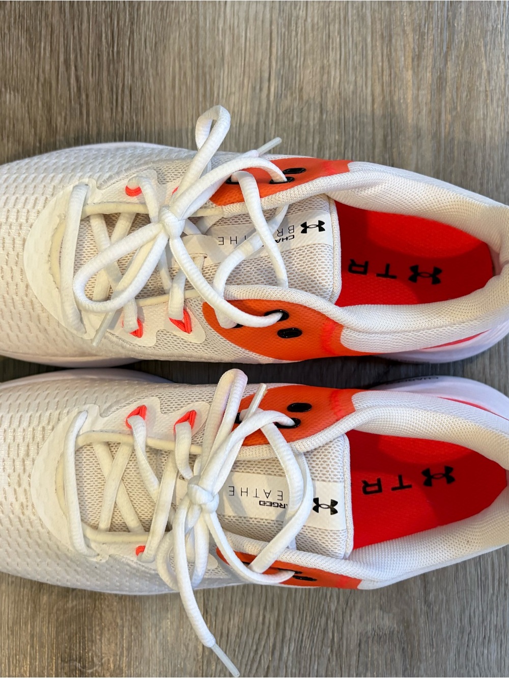 Under Armour White & Orange Athletic Sneakers